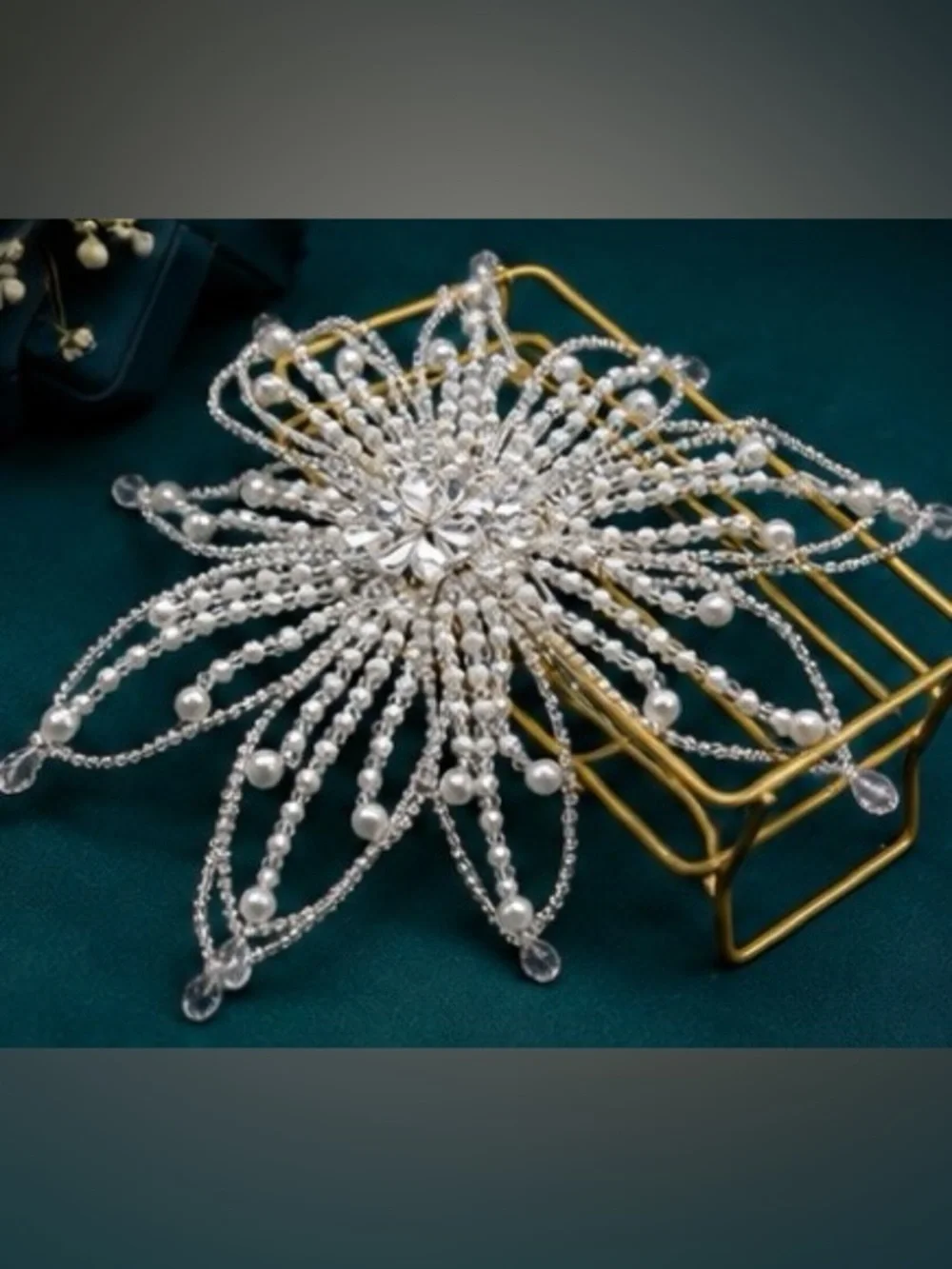 Crystal Pearl Bridal Headpiece | Wedding Hair Vine | Rhinestone Head Chain | Bri